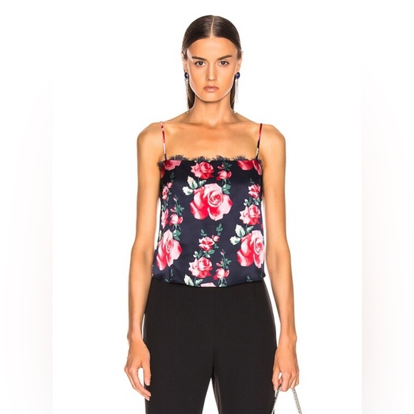 Fleur du Mal Tops - Fleur du Mal Silk Blue and Red Sleeveless Camisole